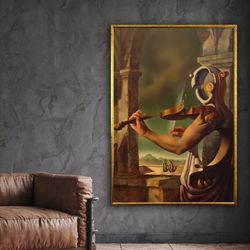 surreal canvas art, surreal canavas print, instrumental wall decor, violin poster, wall art canvas design, framed canvas