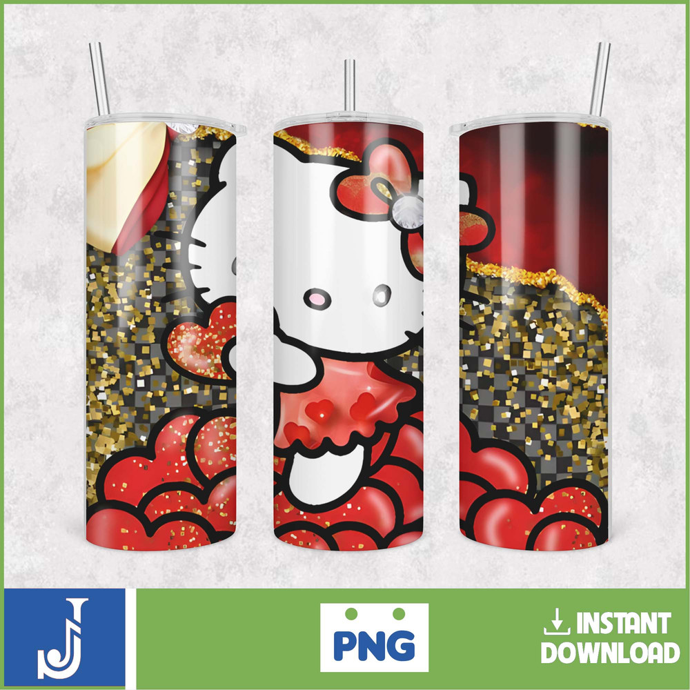 Kitty Coffee Tumbler, 20oz Straight Skinny Wrap, Spring Flower Pink Cat PNG, Tumbler Wrap, Cartoon Tumbler Wrap (8).jpg