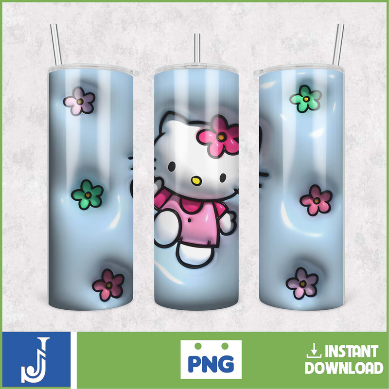 Kitty Coffee Tumbler, 20oz Straight Skinny Wrap, Spring Flower Pink Cat PNG, Tumbler Wrap, Cartoon Tumbler Wrap (15).jpg