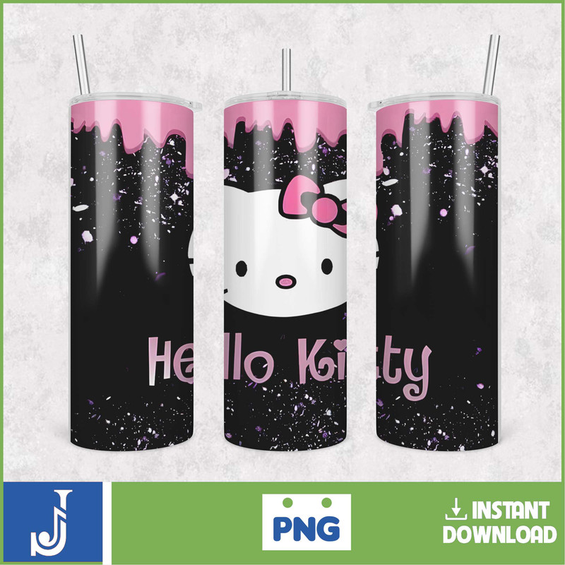 Kitty Coffee Tumbler, 20oz Straight Skinny Wrap, Spring Flower Pink Cat PNG, Tumbler Wrap, Cartoon Tumbler Wrap (17).jpg