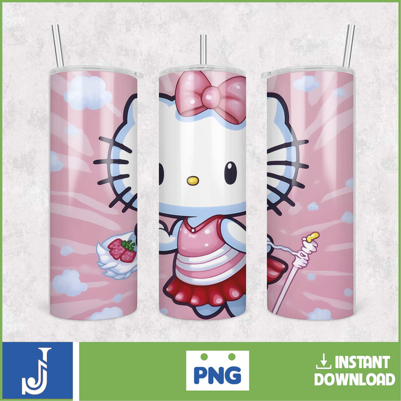 Kitty Coffee Tumbler, 20oz Straight Skinny Wrap, Spring Flower Pink Cat PNG, Tumbler Wrap, Cartoon Tumbler Wrap (19).jpg