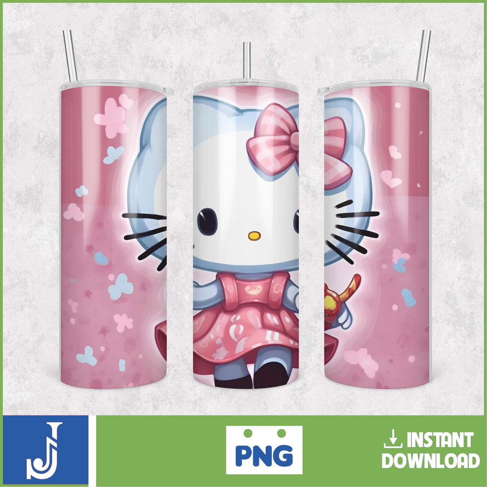 Kitty Coffee Tumbler, 20oz Straight Skinny Wrap, Spring Flower Pink Cat PNG, Tumbler Wrap, Cartoon Tumbler Wrap (21).jpg