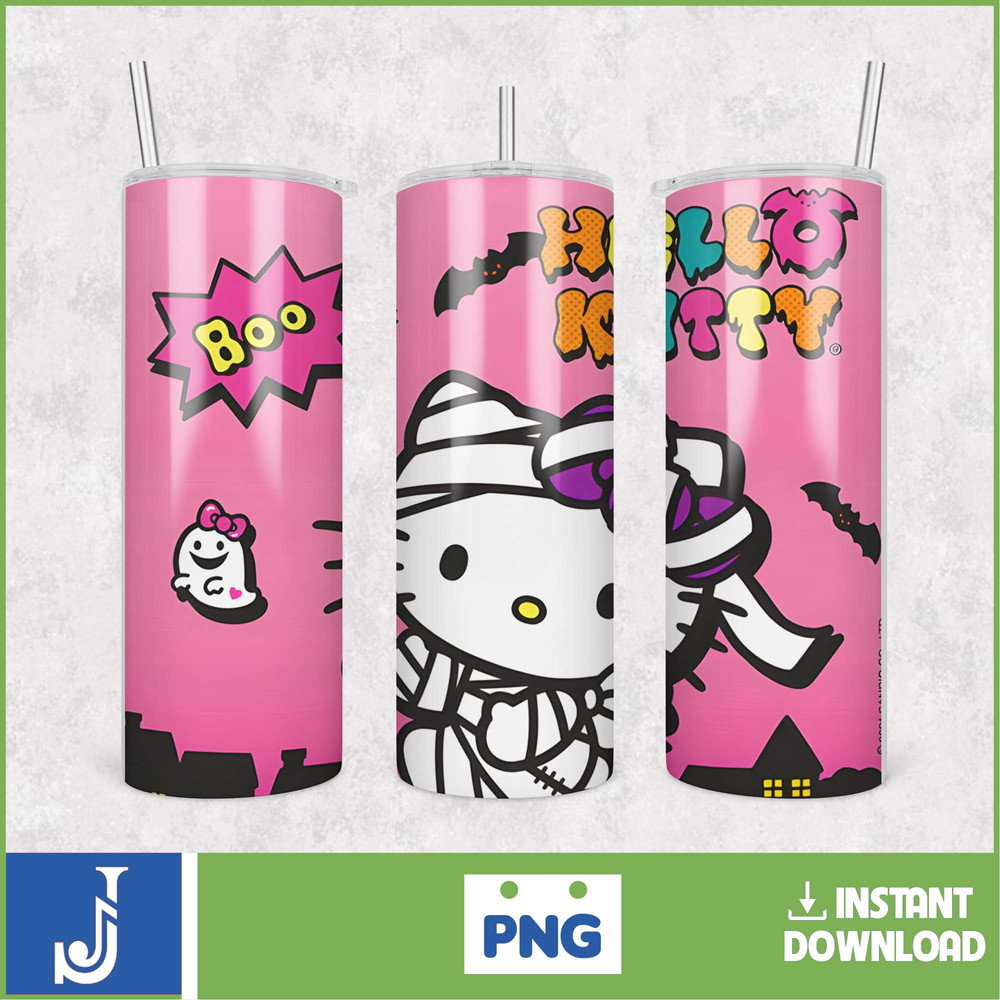Kitty Coffee Tumbler, 20oz Straight Skinny Wrap, Spring Flower Pink Cat PNG, Tumbler Wrap, Cartoon Tumbler Wrap (23).jpg