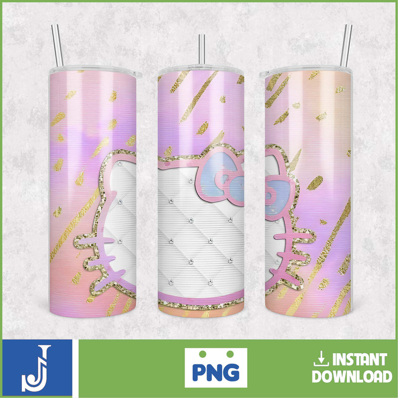 Kitty Coffee Tumbler, 20oz Straight Skinny Wrap, Spring Flower Pink Cat PNG, Tumbler Wrap, Cartoon Tumbler Wrap (28).jpg