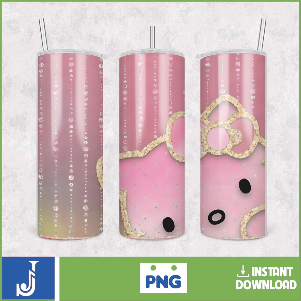 Kitty Coffee Tumbler, 20oz Straight Skinny Wrap, Spring Flower Pink Cat PNG, Tumbler Wrap, Cartoon Tumbler Wrap (29).jpg