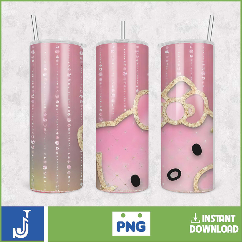 Kitty Coffee Tumbler, 20oz Straight Skinny Wrap, Spring Flower Pink Cat PNG, Tumbler Wrap, Cartoon Tumbler Wrap (29).jpg