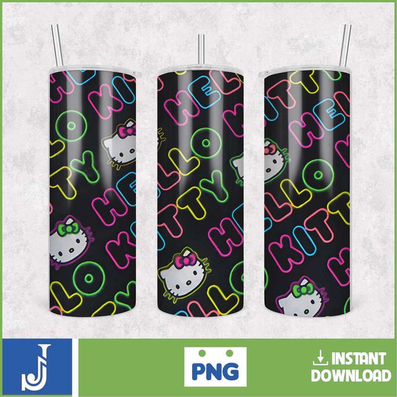 Kitty Coffee Tumbler, 20oz Straight Skinny Wrap, Spring Flower Pink Cat PNG, Tumbler Wrap, Cartoon Tumbler Wrap (30).jpg