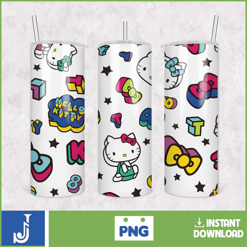 Kitty Coffee Tumbler, 20oz Straight Skinny Wrap, Spring Flower Pink Cat PNG, Tumbler Wrap, Cartoon Tumbler Wrap (32).jpg