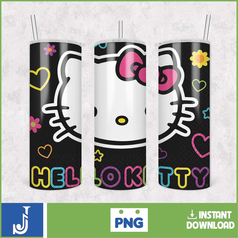 Kitty Coffee Tumbler, 20oz Straight Skinny Wrap, Spring Flower Pink Cat PNG, Tumbler Wrap, Cartoon Tumbler Wrap (33).jpg