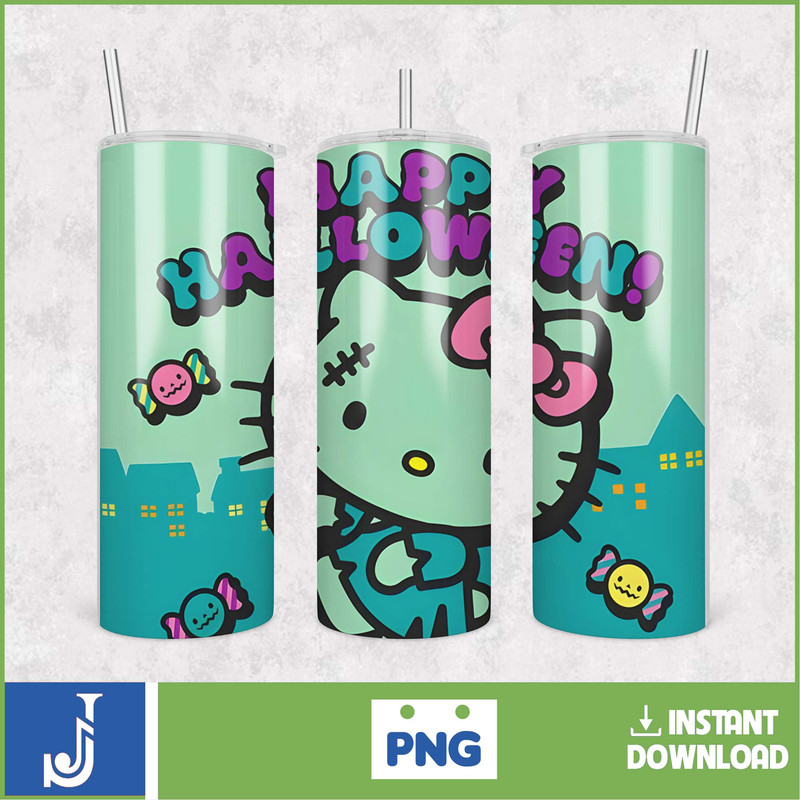 Kitty Coffee Tumbler, 20oz Straight Skinny Wrap, Spring Flower Pink Cat PNG, Tumbler Wrap, Cartoon Tumbler Wrap (35).jpg