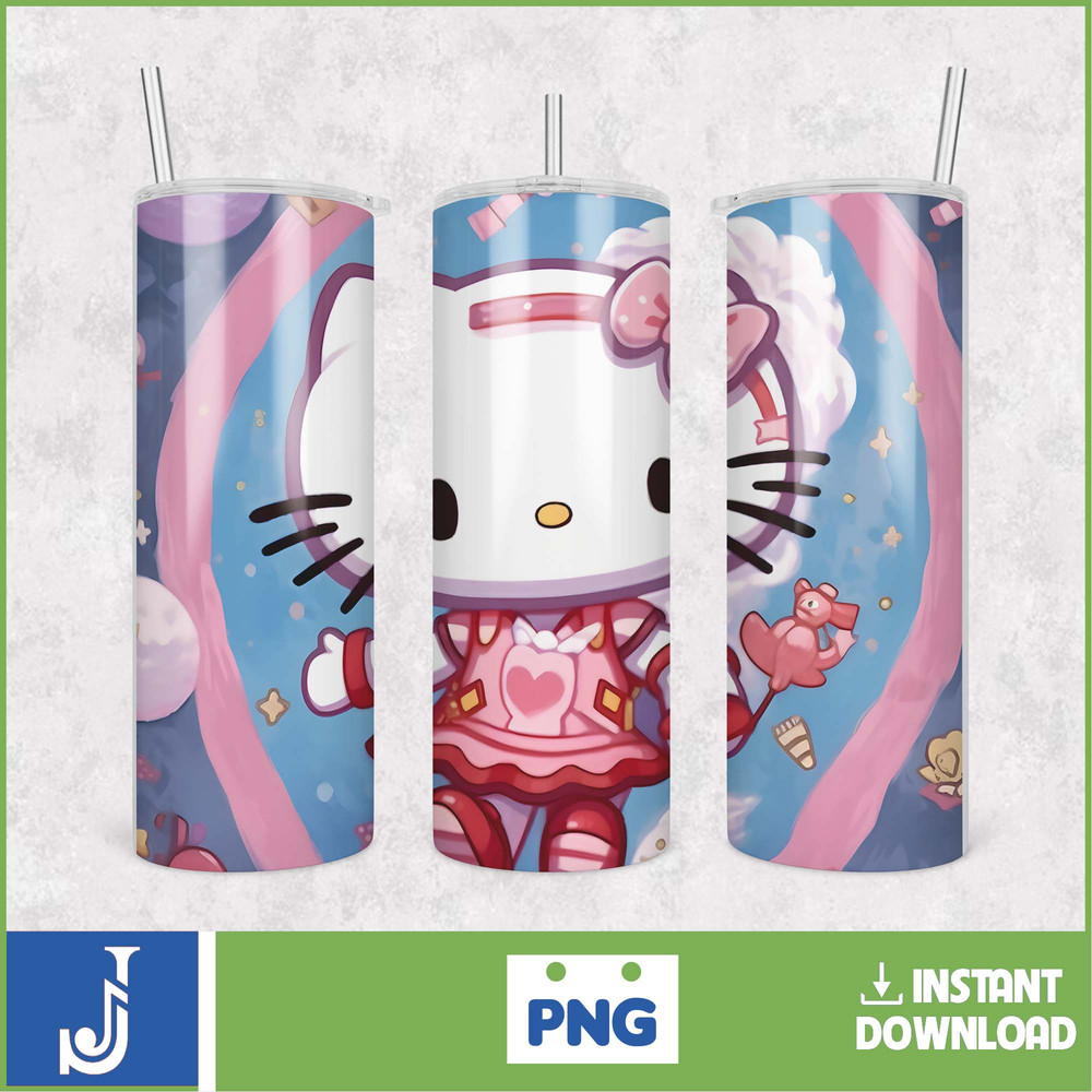 Kitty Coffee Tumbler, 20oz Straight Skinny Wrap, Spring Flower Pink Cat PNG, Tumbler Wrap, Cartoon Tumbler Wrap (41).jpg