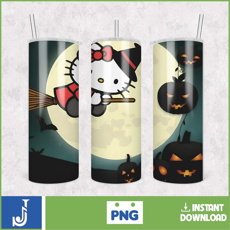 Kitty Coffee Tumbler, 20oz Straight Skinny Wrap, Spring Flower Pink Cat PNG, Tumbler Wrap, Cartoon Tumbler Wrap (45).jpg