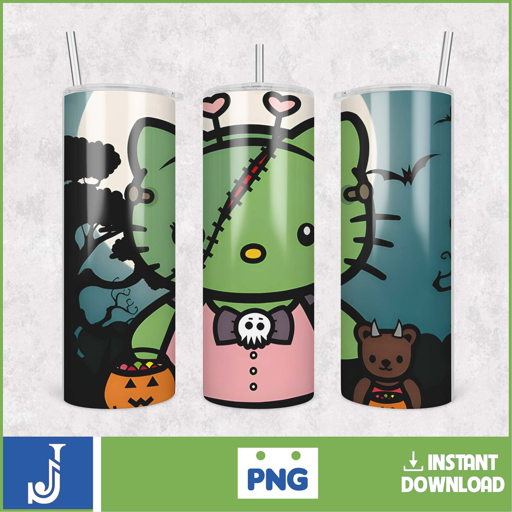 Kitty Coffee Tumbler, 20oz Straight Skinny Wrap, Spring Flower Pink Cat PNG, Tumbler Wrap, Cartoon Tumbler Wrap (46).jpg