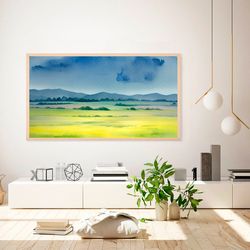 Samsung frame tv art Abstract Watercolor Field Landscape TV wall art Abstract modern paint wall art Digital Art