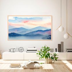 Samsung frame tv art Abstract Watercolor Mountains Landscape TV wall art Abstract modern paint wall art Digital Art