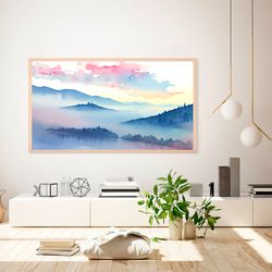 Samsung frame tv art Abstract Watercolor Mountains Landscape TV wall art Abstract modern paint wall art Digital Art