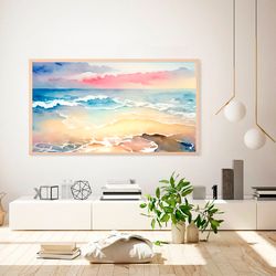 Samsung frame tv art Abstract Watercolor Sea Landscape TV wall art Abstract modern paint wall art Digital Art
