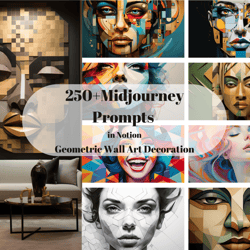 250 Geometric Midjourney Prompts used for home/office decoration, Geometric Wall Art, Midjourney Prompts, Digital Art