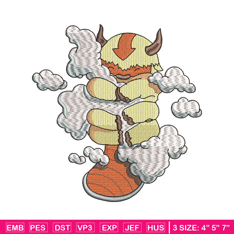 Appa With Clouds embroidery design, Avatar cartoon embroidery, cartoon design, cartoon shirt, Digital download.jpg
