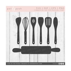 Kitchen Svg - Kitchen undefined undefined Kitchen Clipart - Kitchen Cut Files - Cooking Utensils Dxf - Spoon Spatula Rolling Pin