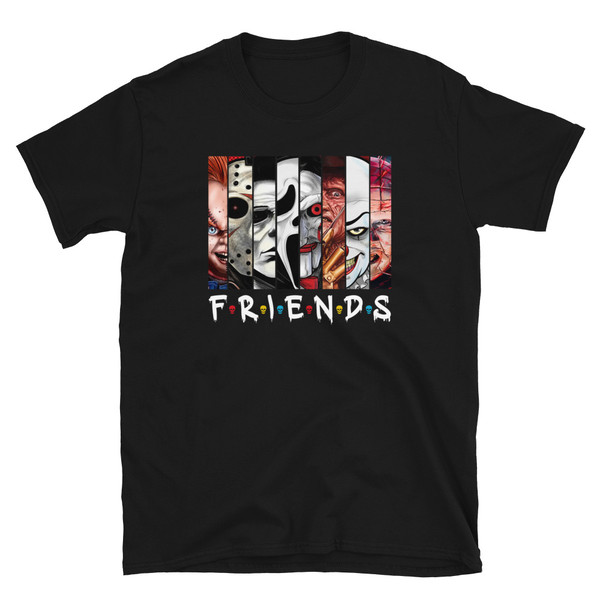 Horror Movie Halloween Shirt, Friends Van With Clown Retro Scary Movie Villians Shirt, Horror Movie Killers T-shirt.jpg