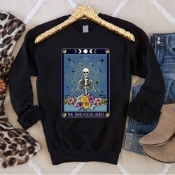 halloween skeleton tarot card sweatshirt, gothic halloween skeleton shirt, cute skeleton shirt, spooky season, retro hal