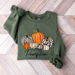 Hey Pumpkin Sweatshirt, Autumn Vibes Shirt, Vintage Leopard Pumpkin Sweater, Pumpkin Sweatshirt