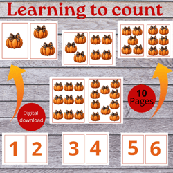cards with numbers and pictures of a cheerful pumpkin in dozens of printable frames from 1 - 10,preschool math, kinderga