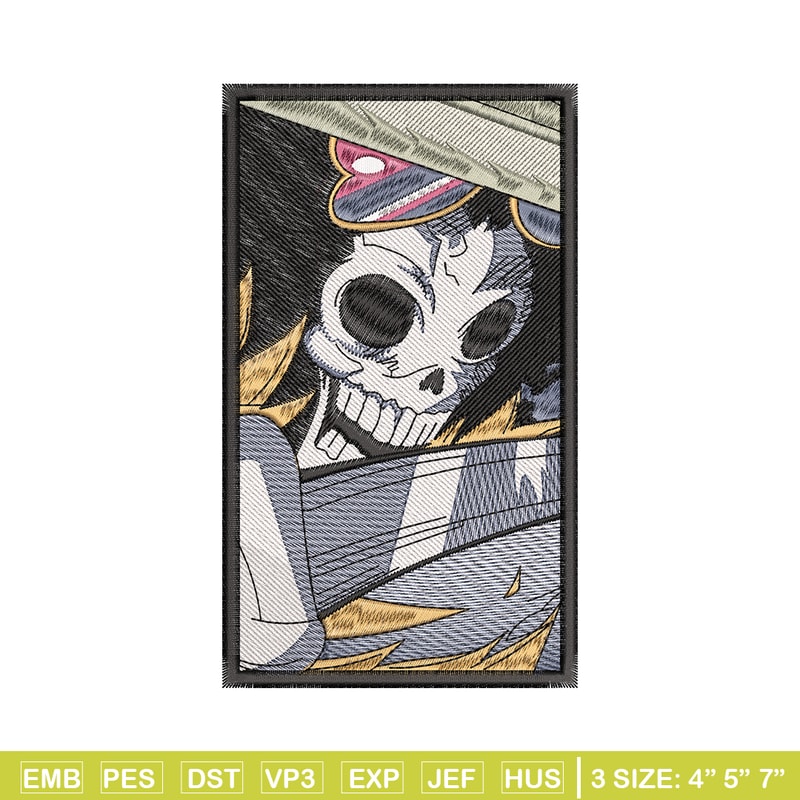 Brook poster breathing embroidery design, One Piece embroidery, logo shirt, anime design, anime shirt, Digital download.jpg