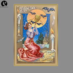Vintage Look Halloween Witching Hour Girl Halloween PNG Download