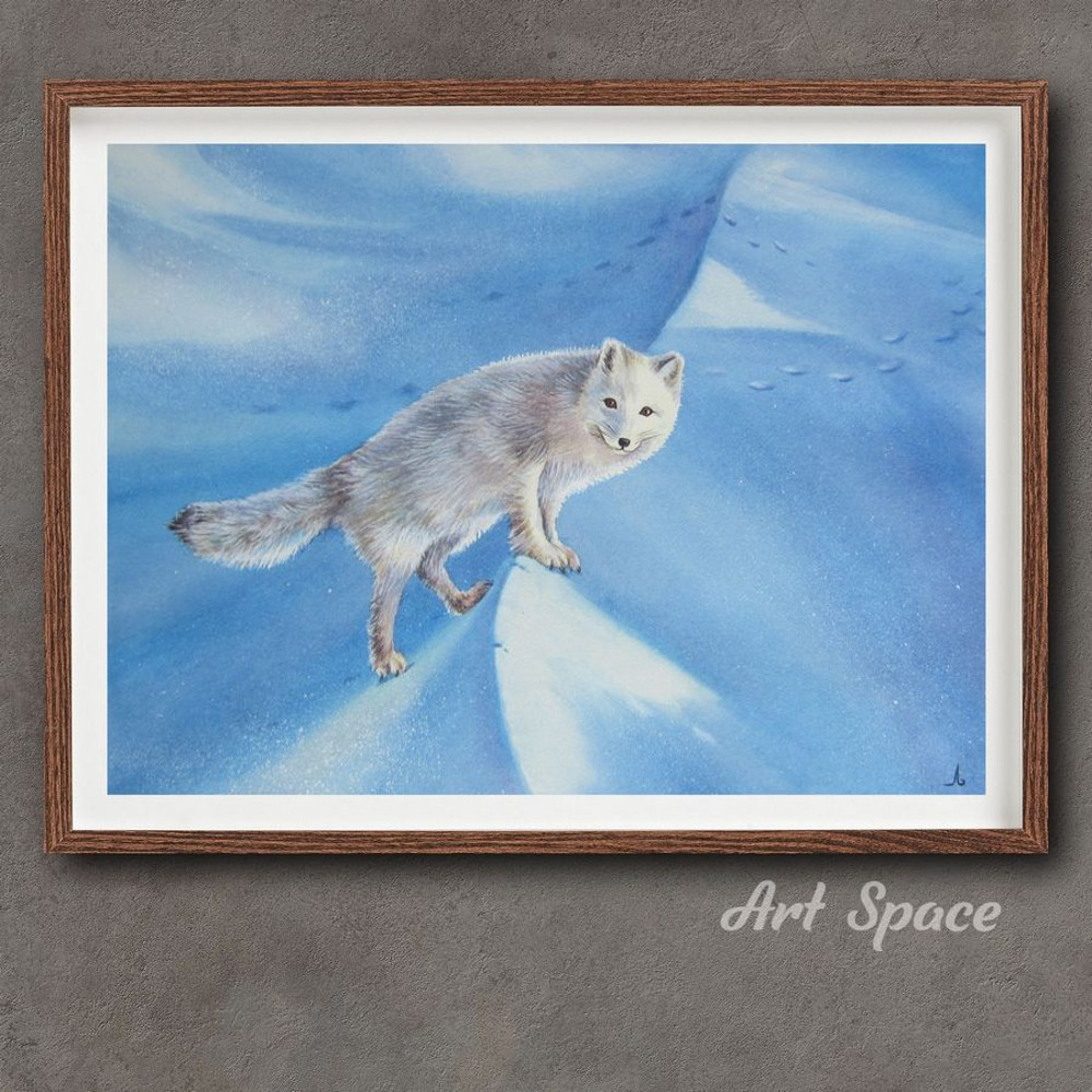 Arctic fox - snow - winter - cold - nature - blue painting - portrait - animal - painting -2.jpg