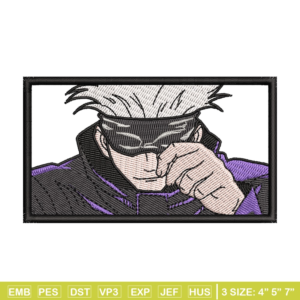 Gojo Satoru embroidery design, Jujutsu kaisen embroidery, anime design, embroidery file, anime shirt, Digital download.jpg