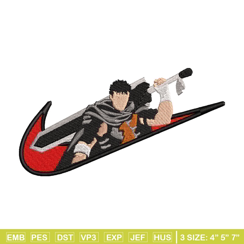 Guts X Nike embroidery design, Berserk embroidery, anime design, embroidery file, anime shirt, Digital download.jpg