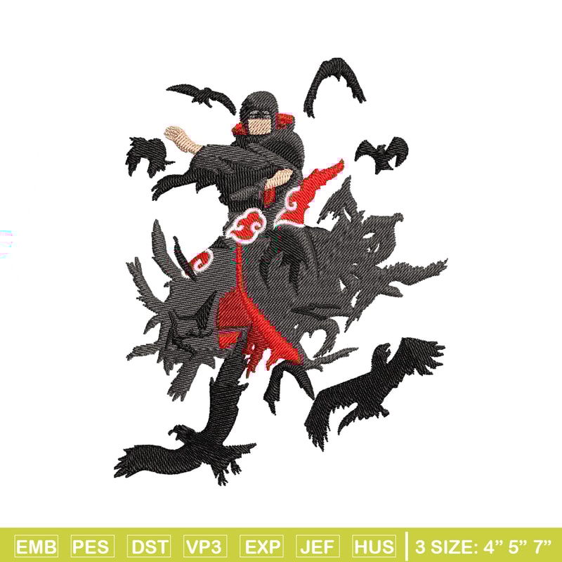 Itachi crow embroidery design, Naruto embroidery, embroidery file, anime design, anime shirt, Digital download.jpg