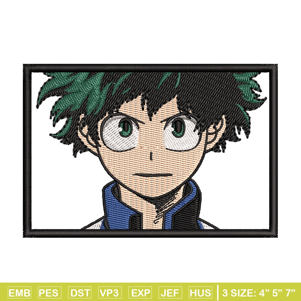 Izuku Midoriya embroidery design, My hero academia embroidery, anime design, embroidery file, Digital download.jpg
