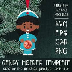 Black Woman Nurse | Christmas Ornament | Candy Holder Template SVG | Sucker holder Paper Craft