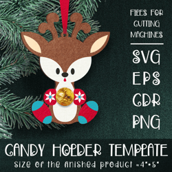 Baby Deer | Christmas Ornament | Candy Holder Template SVG | Sucker holder Paper Craft