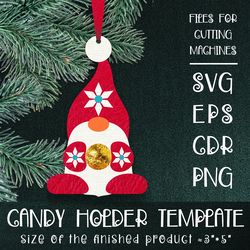 Nordic Gnome | Christmas Ornament | Candy Holder Template SVG | Sucker holder Paper Craft