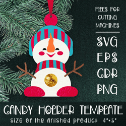 Snowman | Christmas Ornament | Candy Holder Template SVG | Sucker holder Paper Craft
