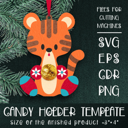 Baby Tiger | Christmas Ornament | Candy Holder Template SVG | Sucker holder Paper Craft