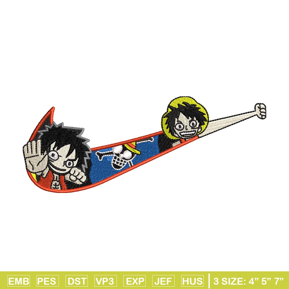 Luffy Funny Nike embroidery design, One Piece embroidery, logo design, anime shirt, Embroidery shirt, Instant download.jpg