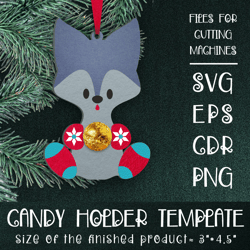 baby wolf | christmas ornament | candy holder template svg | sucker holder paper craft