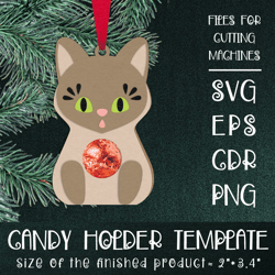 Baby Cat | Christmas Ornament | Candy Holder Template SVG | Sucker holder Paper Craft