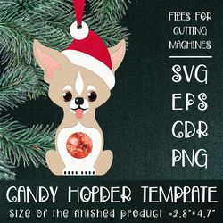 Chihuahua Dog | Christmas Ornament | Candy Holder Template SVG | Sucker holder Paper Craft