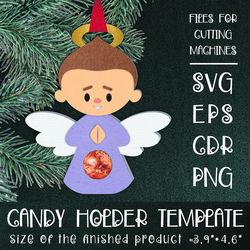 Christmas Angel Boy | Christmas Ornament | Candy Holder Template SVG | Sucker holder Paper Craft