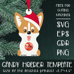 Corgi Dog | Christmas Ornament | Candy Holder Template SVG | Sucker holder Paper Craft