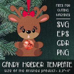 Deer | Christmas Ornament | Candy Holder Template SVG | Sucker holder Paper Craft