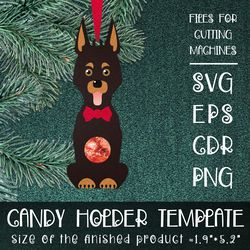 doberman pinscher dog | christmas ornament | candy holder template svg | sucker holder paper craft