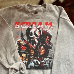 scream movie shirt movie crewneck sweatshirt, scream vintage halloween , scream t-shirt, scream movie t shirt gift for m
