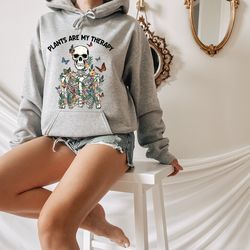 skeleton plants are my therapy sweatshirt, plant lover shirt, halloween gardener shirt, halloween gardening gift, hallow